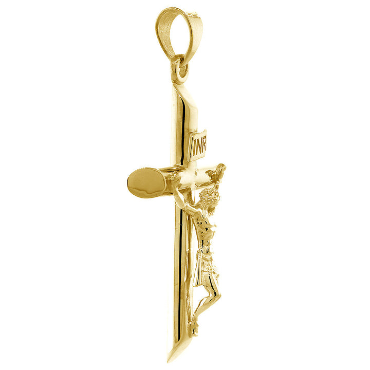 52mm INRI Jesus Crucifix Cross Charm in 14k Yellow Gold