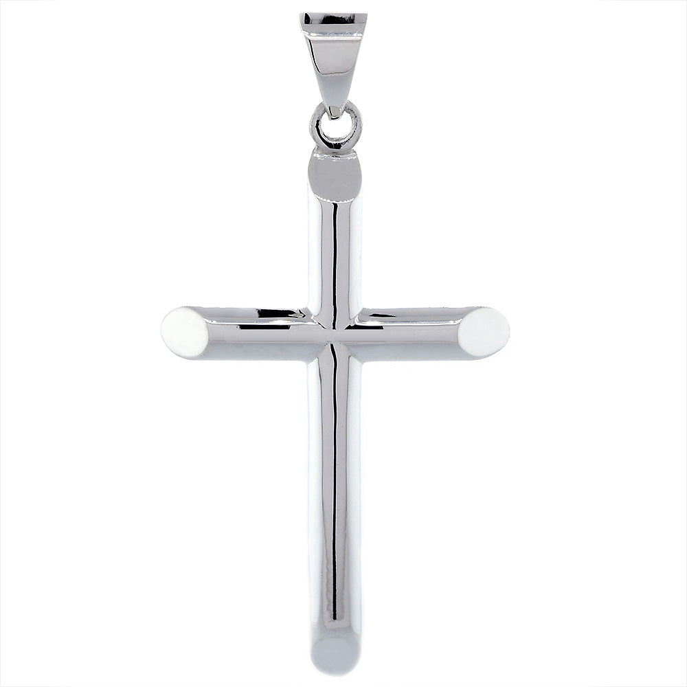 52mm Solid Barrel Cross Charm in 14k White Gold
