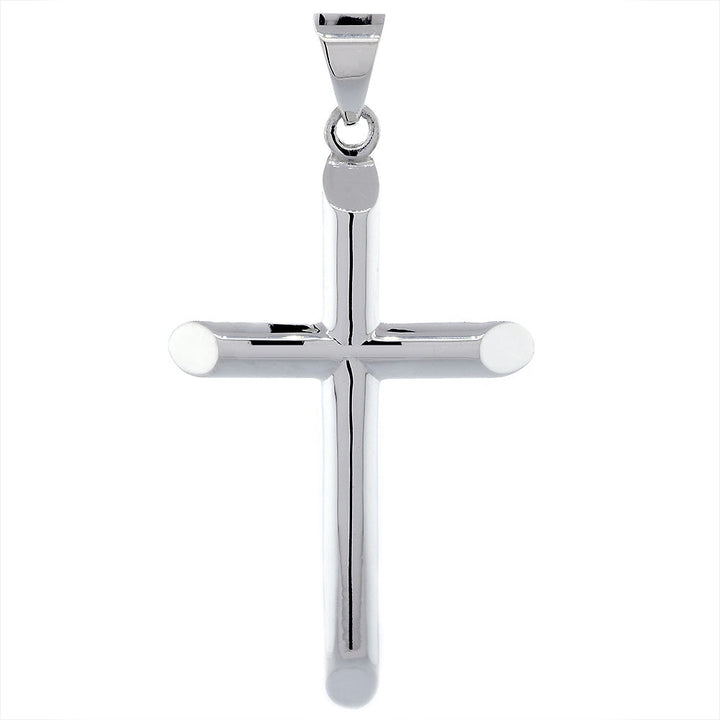 52mm Solid Barrel Cross Charm in 14k White Gold