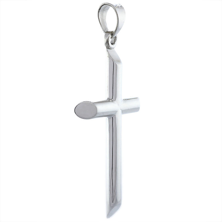 52mm Solid Barrel Cross Charm in 14k White Gold