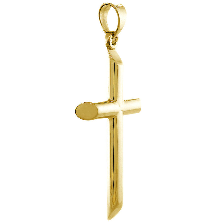 52mm Solid Barrel Cross Charm in 18k Yellow Gold
