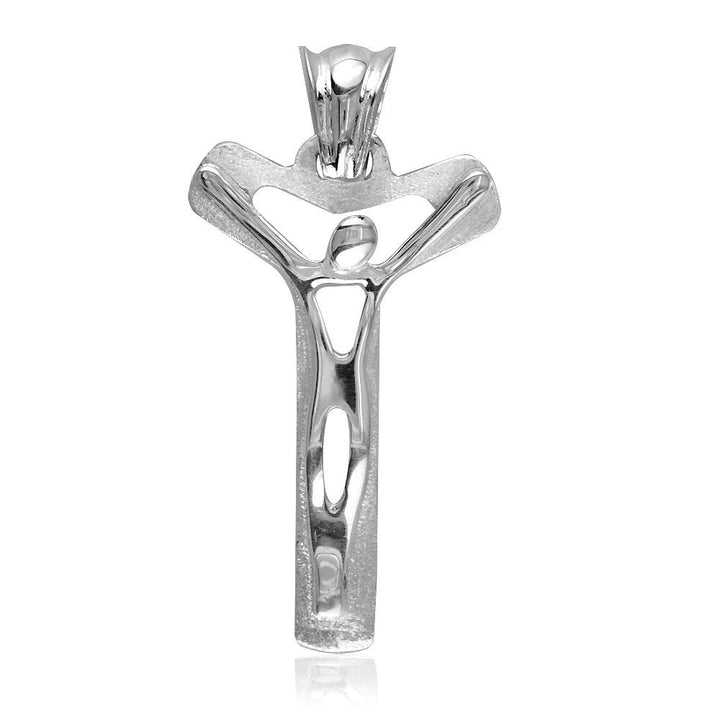 Crucifix Charm, 35mm in 14K White Gold