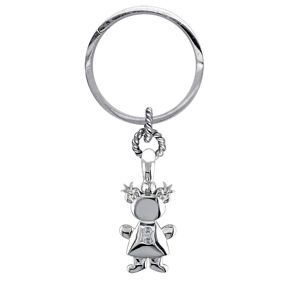 Belly Kids Sziro Girl Keychain for Mom, Dad in Sterling Silver