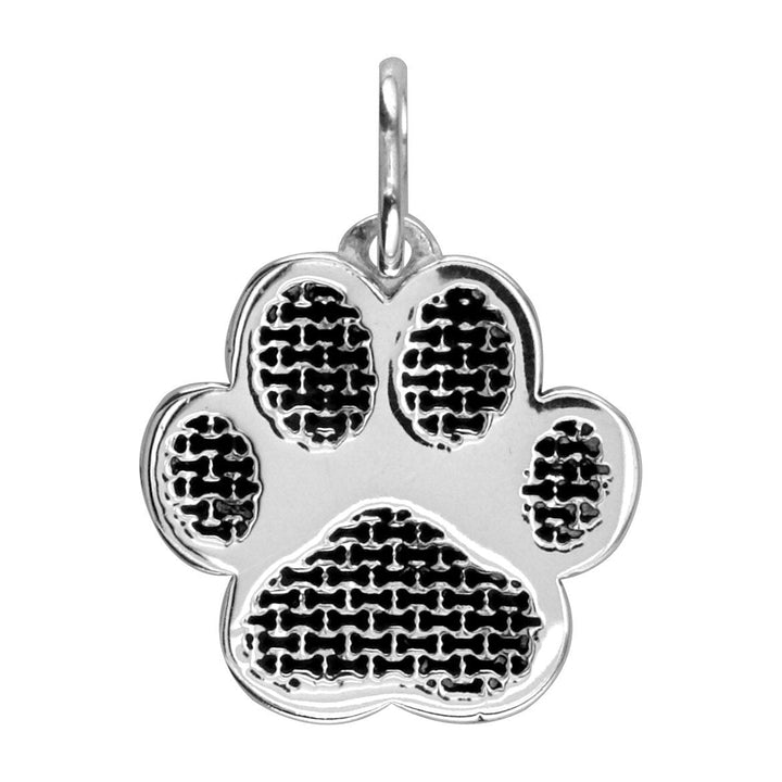 Medium Dog Paw Charm with Black in 14k White Gold