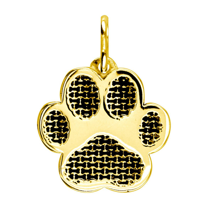 Medium Dog Paw Charm with Black in 14k Yellow Gold