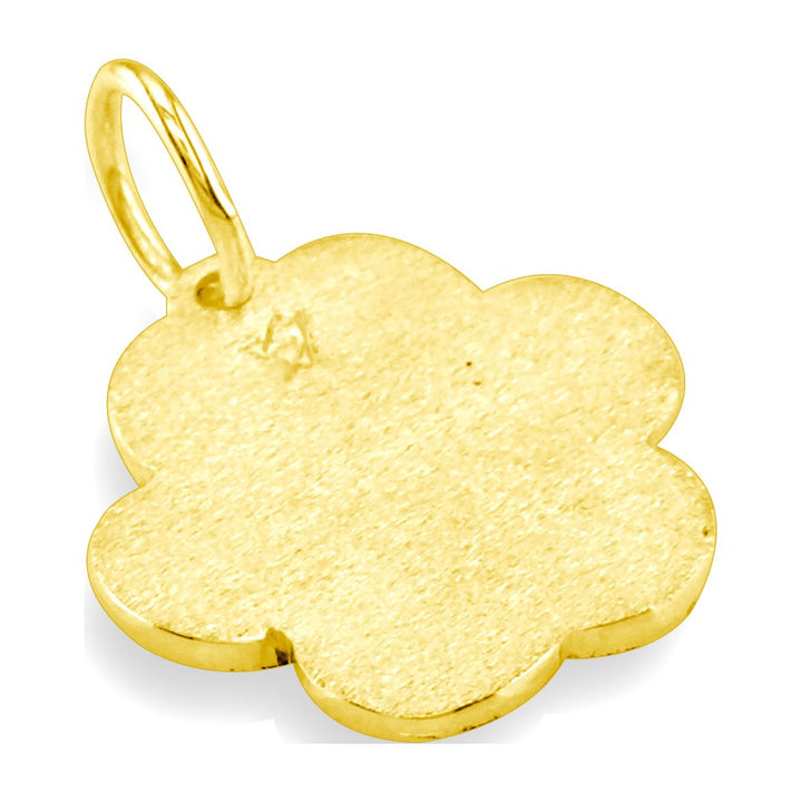 Medium Dog Paw Charm with Black in 14k Yellow Gold