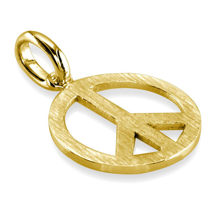 Large Peace Sign Charm, 1 Inch in 14K Yellow Gold
