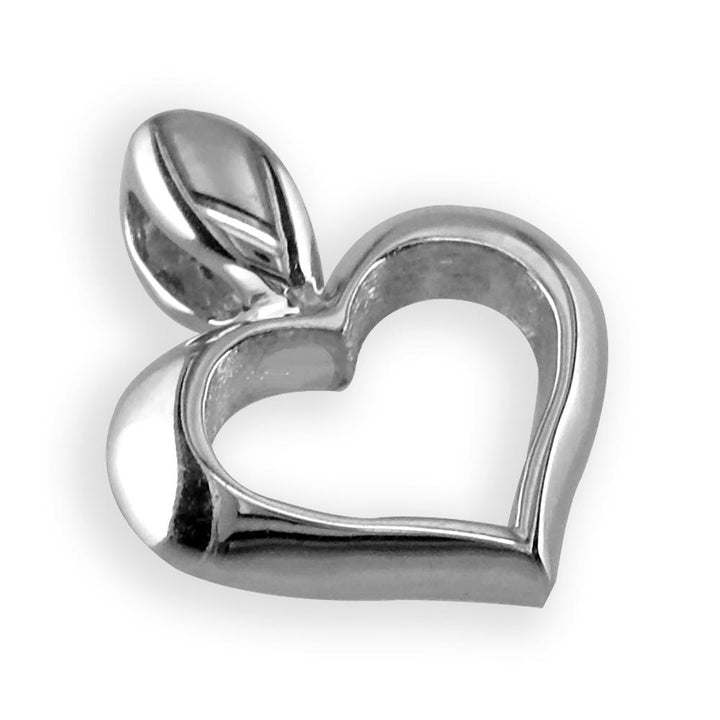 Small Open Heart Charm in Sterling Silver