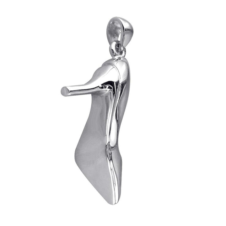 High Heel Shoe, Pump Charm in Sterling Silver
