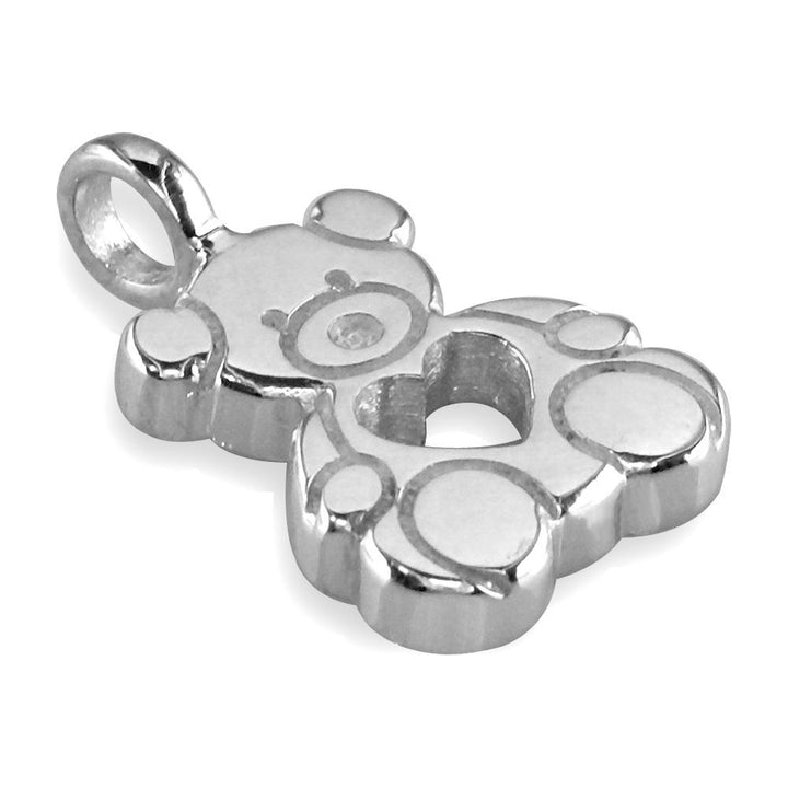 Large Thick Sziro Bear with Open Heart in Sterling Silver