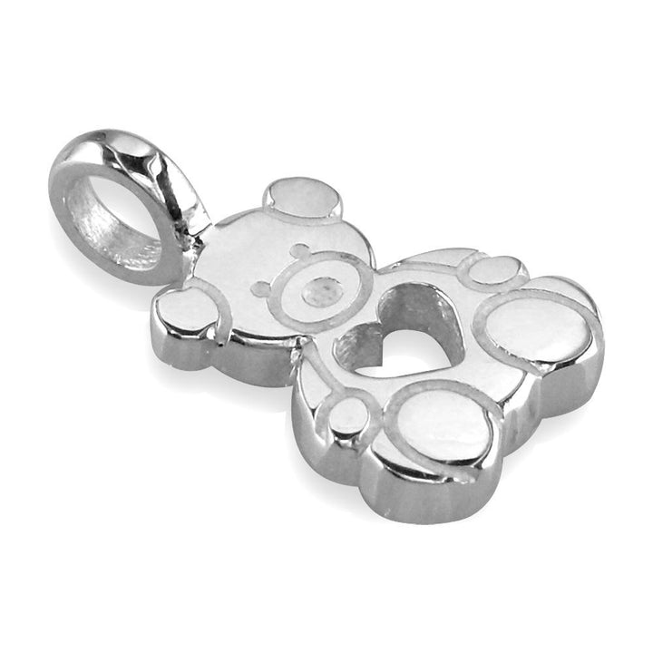 Medium Size Thick Sziro Bear with Open Heart in 14K White Gold