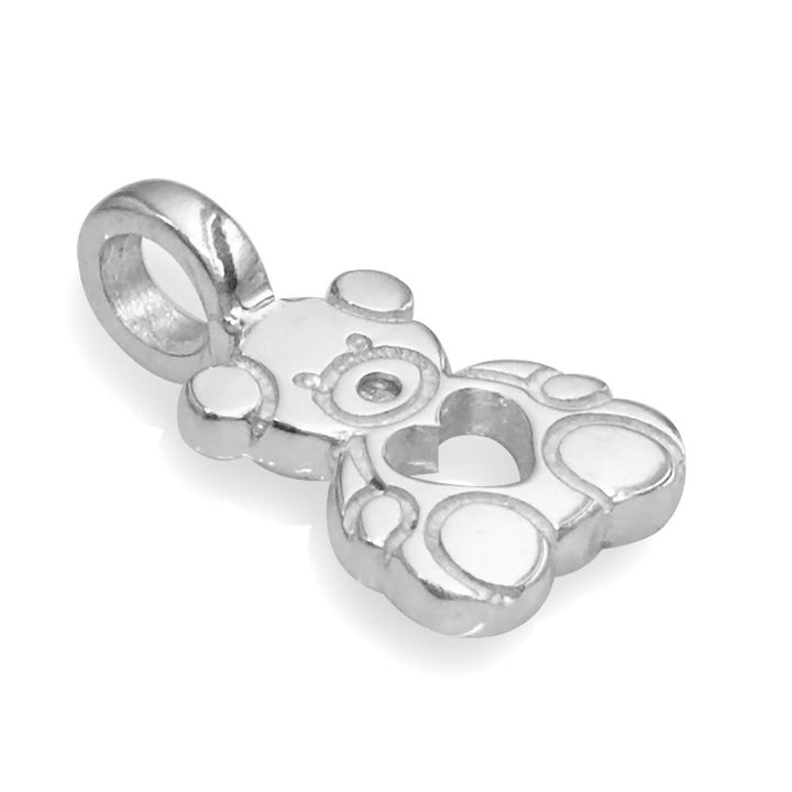 Small Size Thick Sziro Bear with Open Heart in 14K White Gold