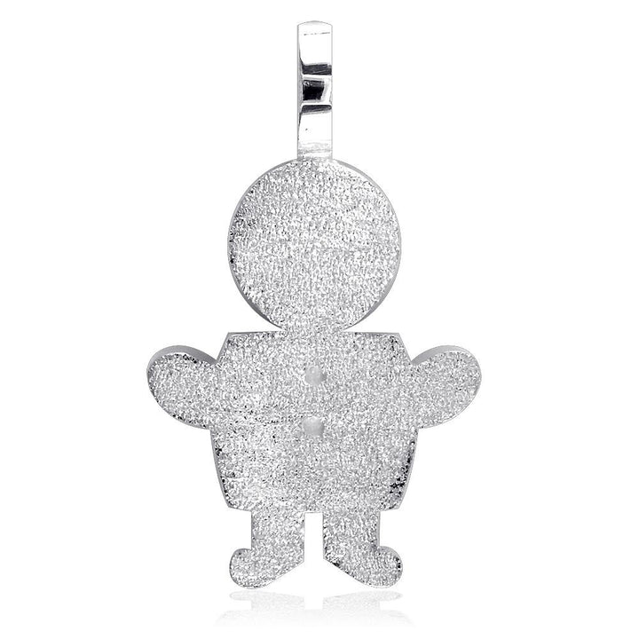 Extra Large Classic Kids Sterling Silver Sziro Boy Charm with Texture for Mom, Grandma in Sterling Silver