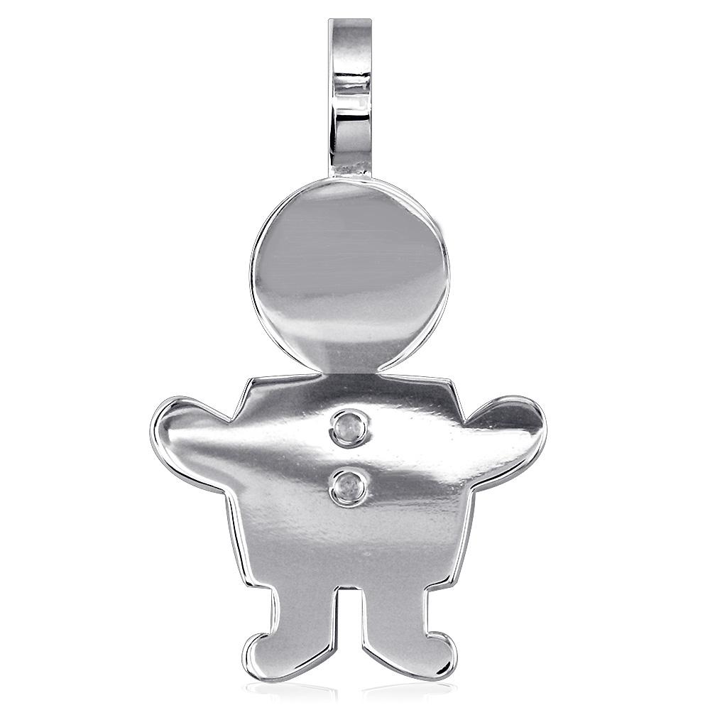 Extra Large Sziro Boy Charm for Mom, Grandma in 14k White Gold