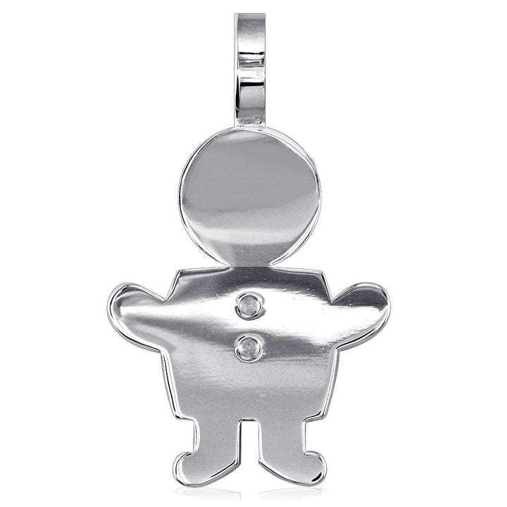 Extra Large Sziro Boy Charm for Mom, Grandma in 14k White Gold