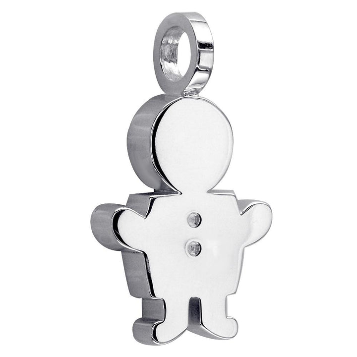 Extra Large Sziro Boy Charm for Mom, Grandma in 14k White Gold