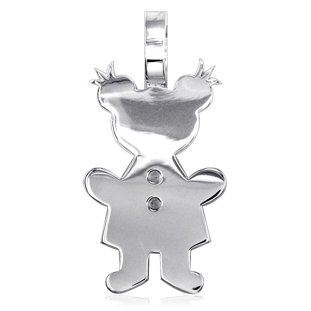 Extra Large Sziro Girl Charm for Mom, Grandma in 14k White Gold