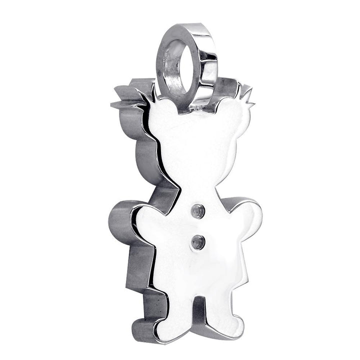 Extra Large Sziro Girl Charm for Mom, Grandma in 14k White Gold