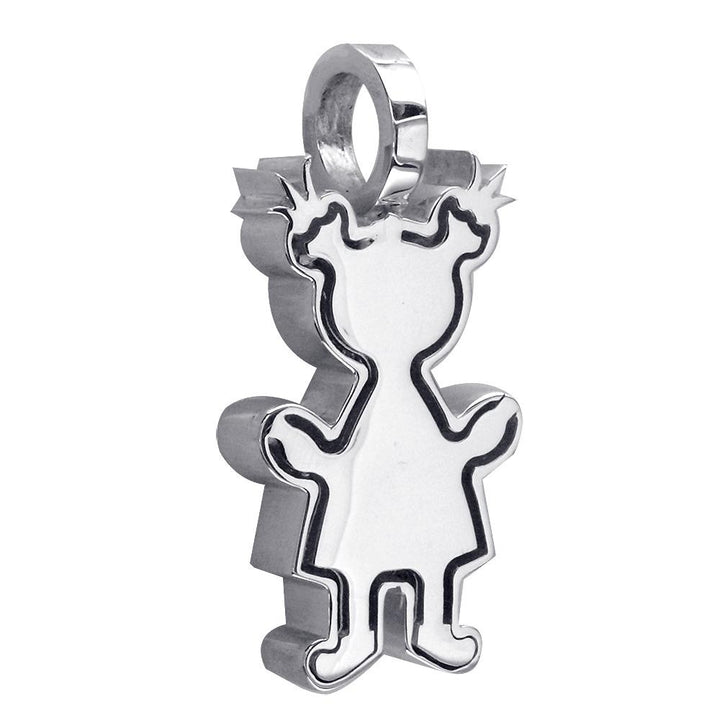 Extra Large Sziro Girl Charm for Mom, Grandma in 14k White Gold