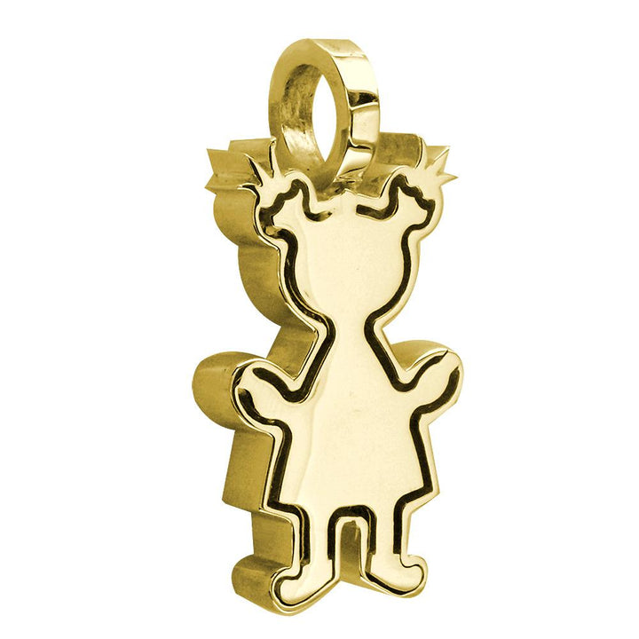 Extra Large Sziro Girl Charm with Texture for Mom, Grandma in 14k Yellow Gold