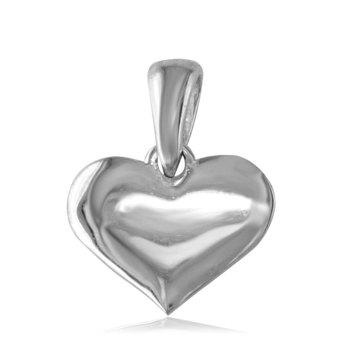 Small Plain Engraved Heart Charm in 14K White Gold