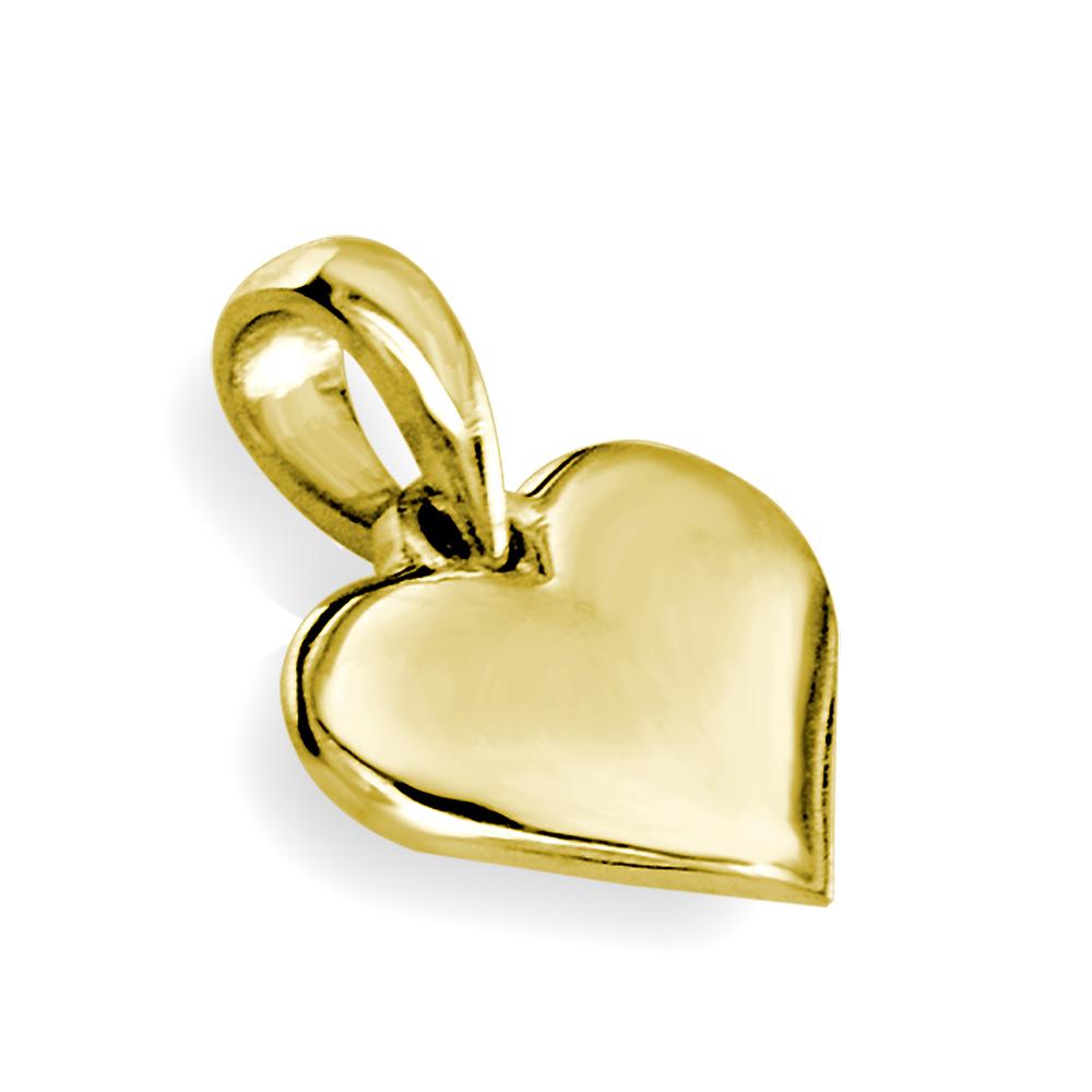 Small Love Engraved Heart Charm in 14K Yellow Gold