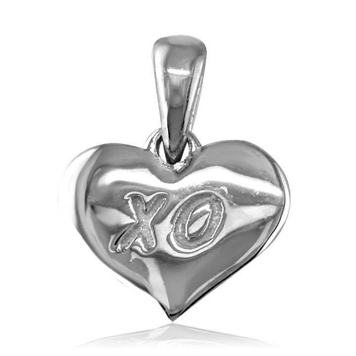 Small X O Engraved Heart Charm in Sterling Silver
