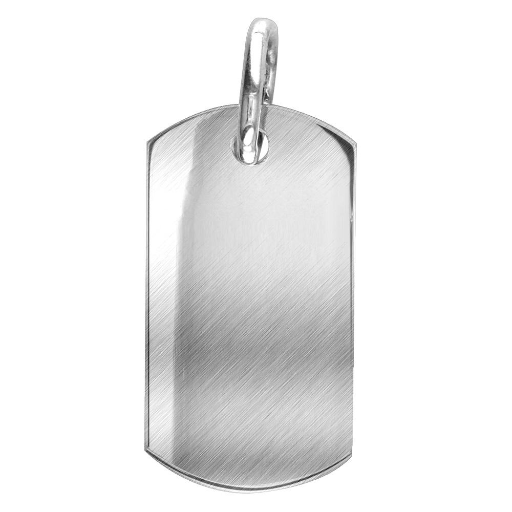 Matte Finish Extra Large Plain, Blank Dog Tag Pendant, Charm in 18K White Gold