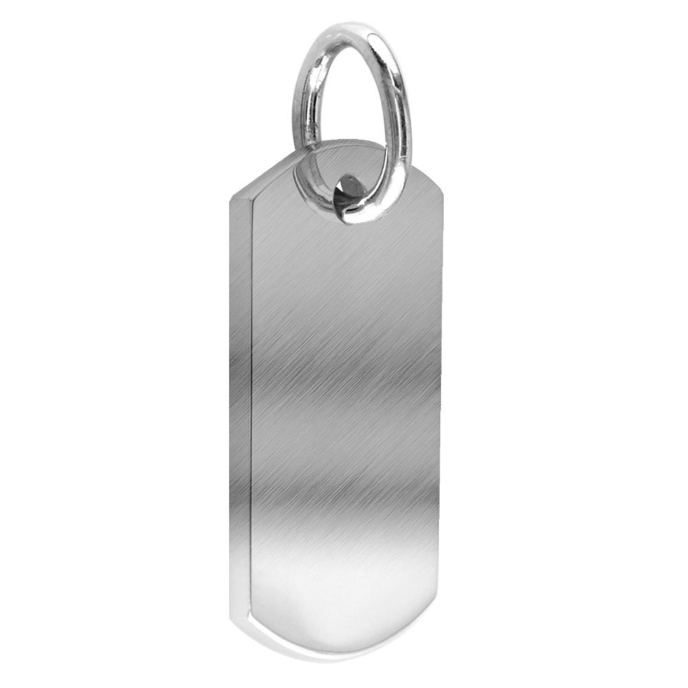 Matte Finish Extra Large Plain, Blank Dog Tag Pendant, Charm in 18K White Gold
