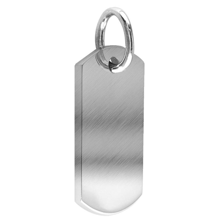 Matte Finish Extra Large Plain, Blank Dog Tag Pendant, Charm in 18K White Gold
