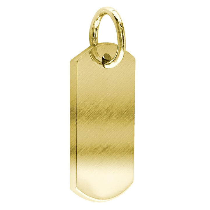 Matte Finish Extra Large Plain, Blank Dog Tag Pendant, Charm in 14K Yellow Gold