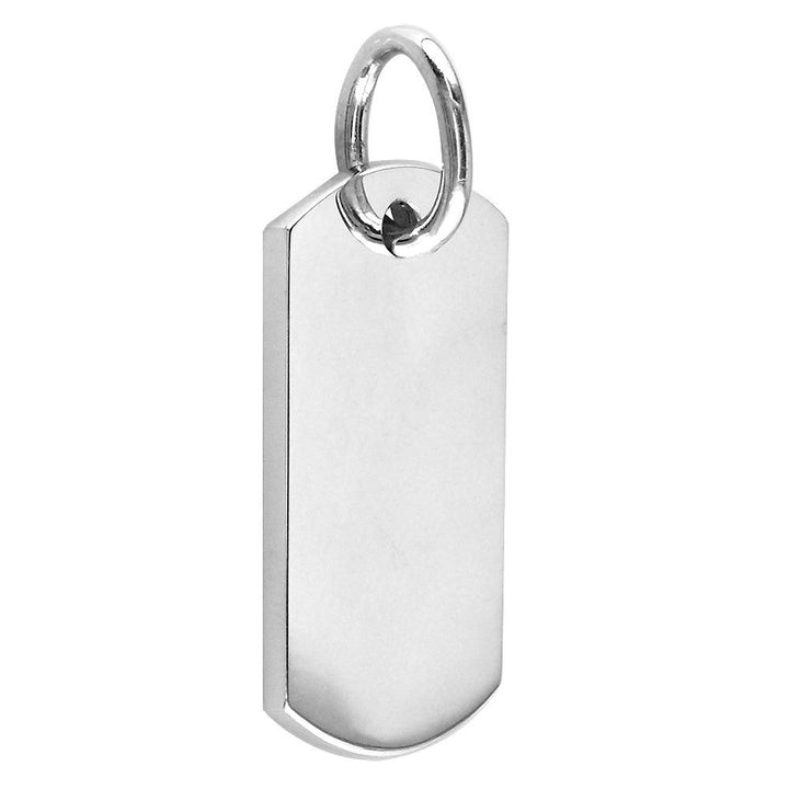 Extra Large Plain, Blank Dog Tag Pendant, Charm in 14K White Gold