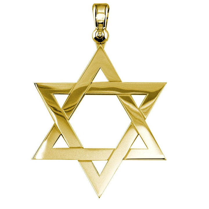 Mens Extra Large Sharp Jewish Star of David Charm in 14K Yellow Gold
