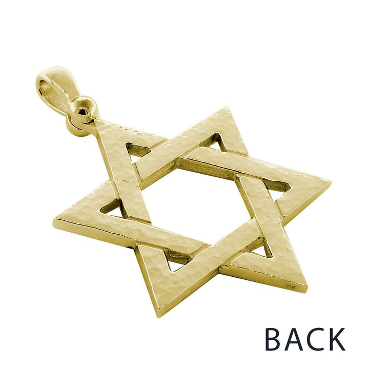 Mens Extra Large Sharp Jewish Star of David Charm in 14K Yellow Gold