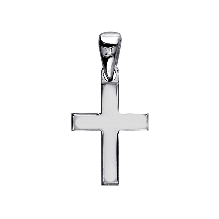 Small Solid Plain Cross Charm, 13mm in Sterling Silver
