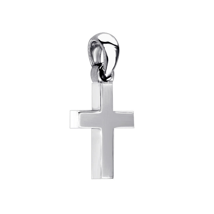 Small Solid Plain Cross Charm, 13mm in Sterling Silver