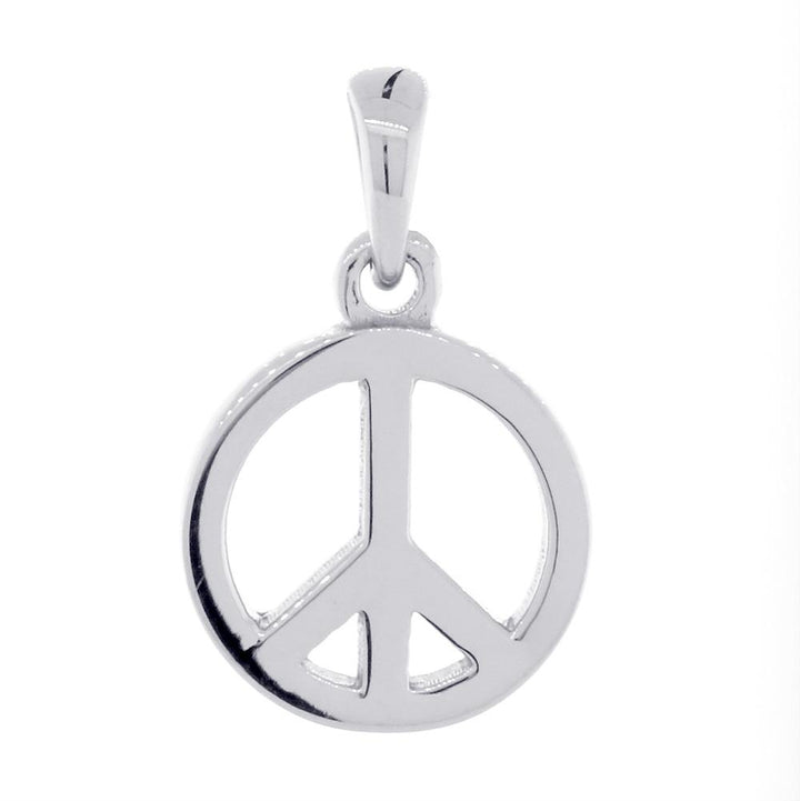 Small Solid Peace Sign Charm in 14K White Gold