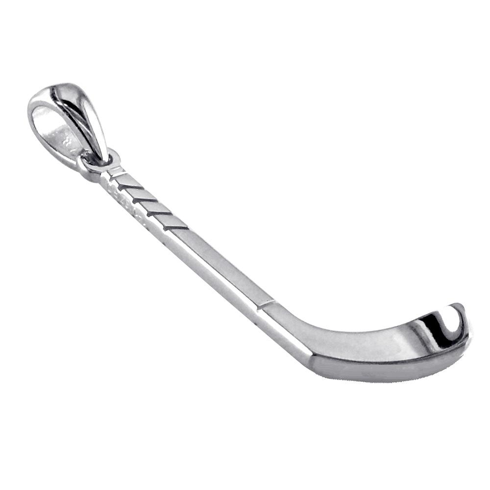Left Handed Ice Hockey Stick Charm in 14K White Gold