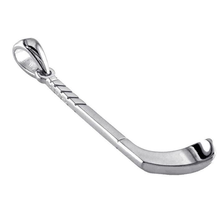 Left Handed Ice Hockey Stick Charm in 14K White Gold