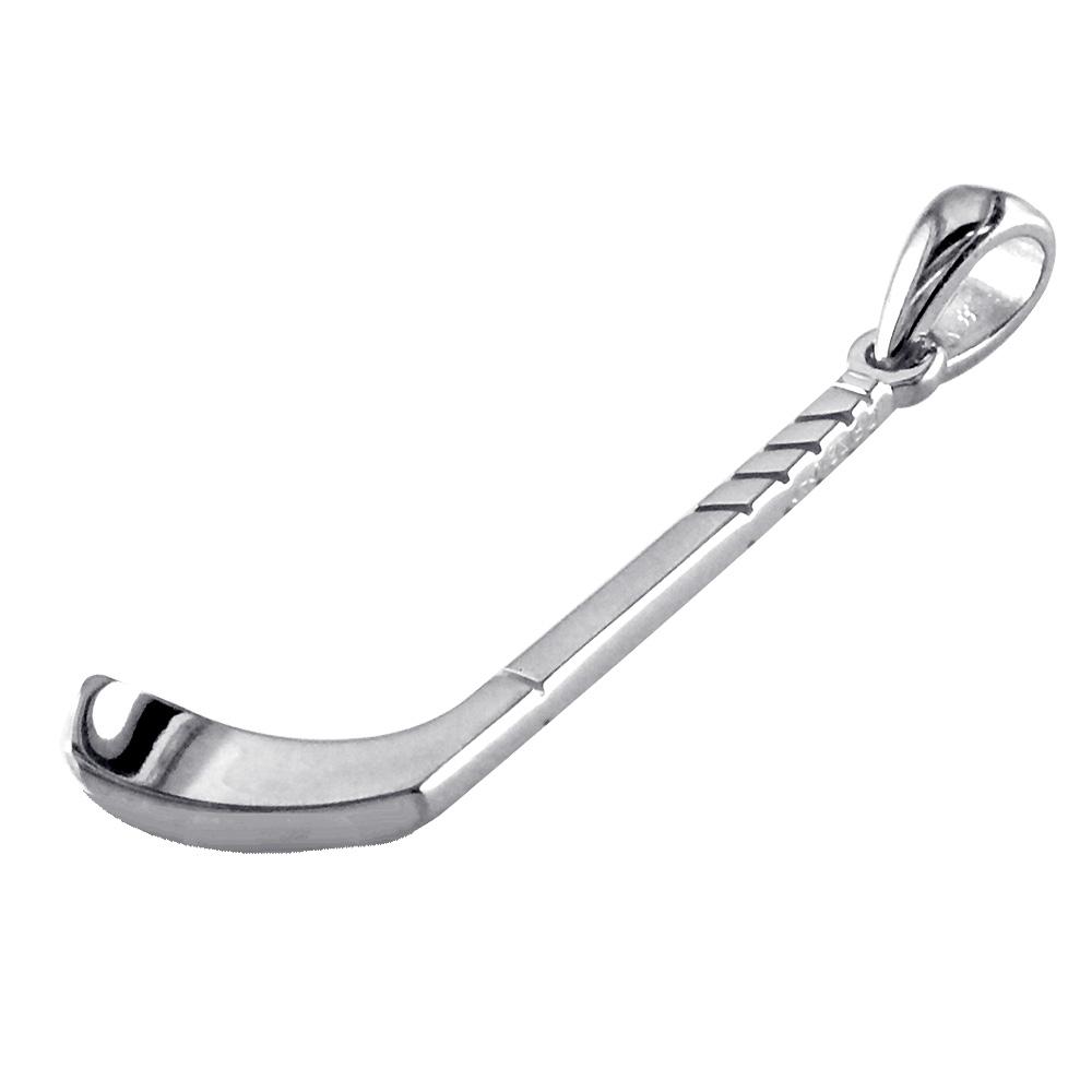 Right Handed Ice Hockey Stick Charm in 14K White Gold