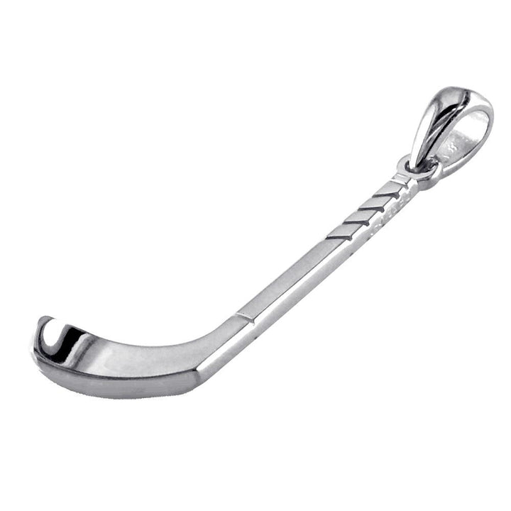 Right Handed Ice Hockey Stick Charm in 14K White Gold