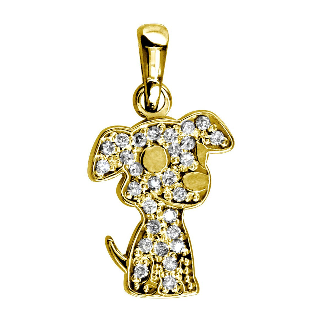 Small Diamond Floppy Ears Chihuahua Dog Charm, 0.20CT in 14K Yellow Gold
