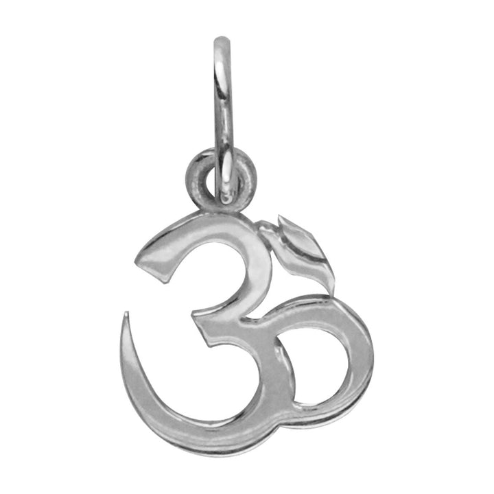 Mini Classic Yoga Ohm, Om, Aum Charm, 8mm Long in Sterling Silver
