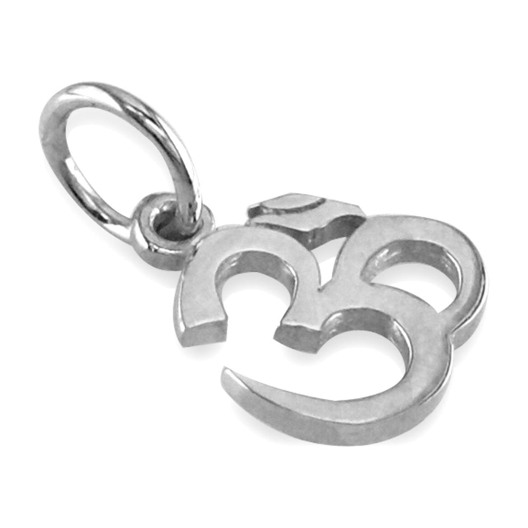 Mini Classic Yoga Ohm, Om, Aum Charm, 8mm Long in Sterling Silver