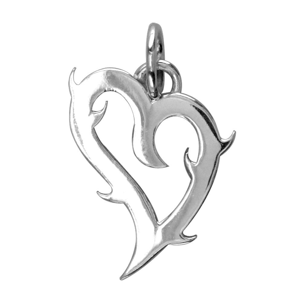 Mini Guarded Love Heart Charm in Sterling Silver