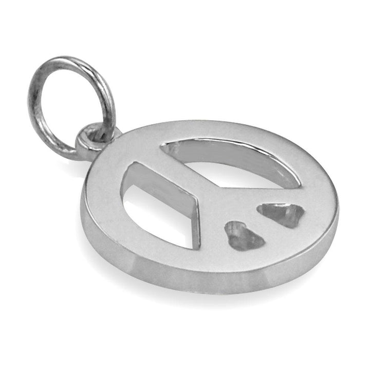 Small Peace Sign Charm, Half Inch in Sterling Silver