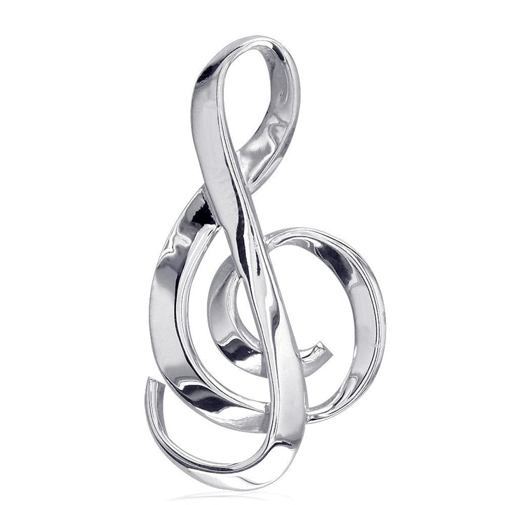 Extra Large Treble Clef Ribbon Charm in Sterling Silver