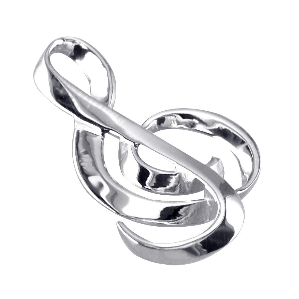 Extra Large Treble Clef Ribbon Charm in 14K White Gold