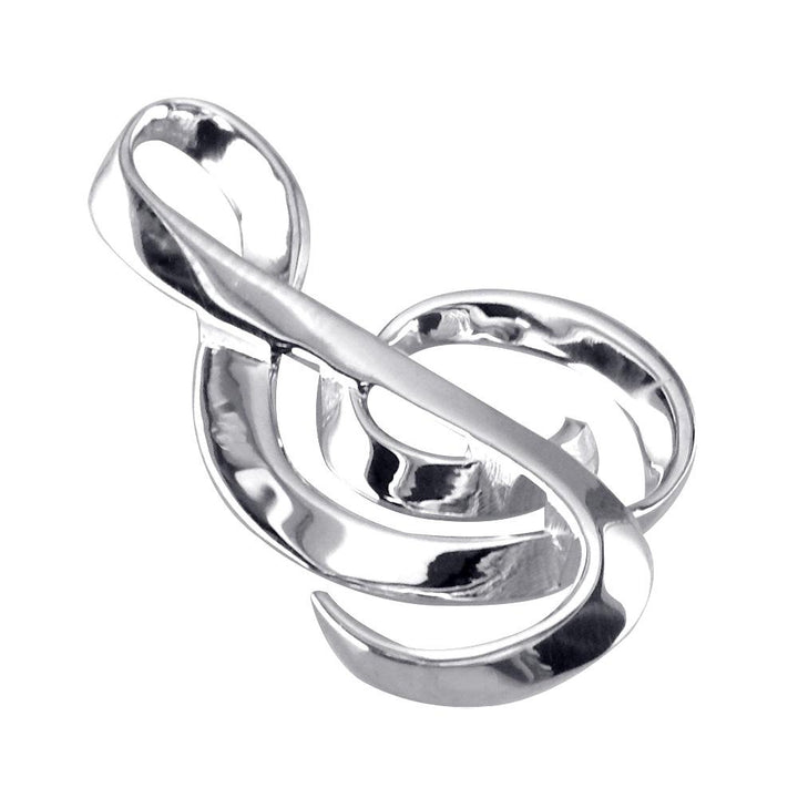 Extra Large Treble Clef Ribbon Charm in 14K White Gold