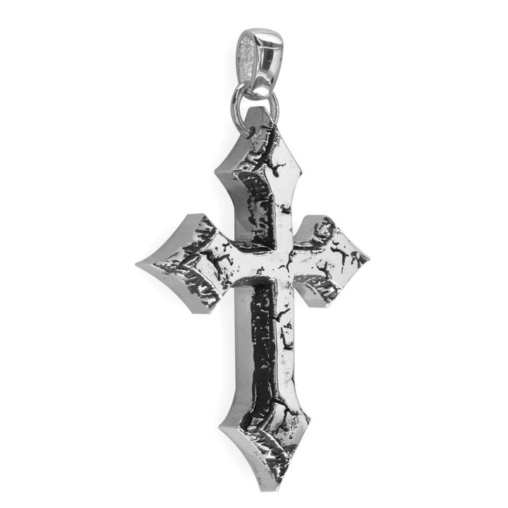 Huge Stone Cross Charm, 64mm in Sterling Silver